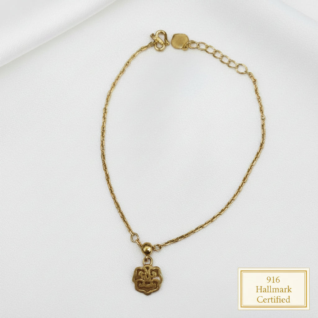999 gold Wan Zi bracelet with Ruyi charm in 24K yellow gold - view 4