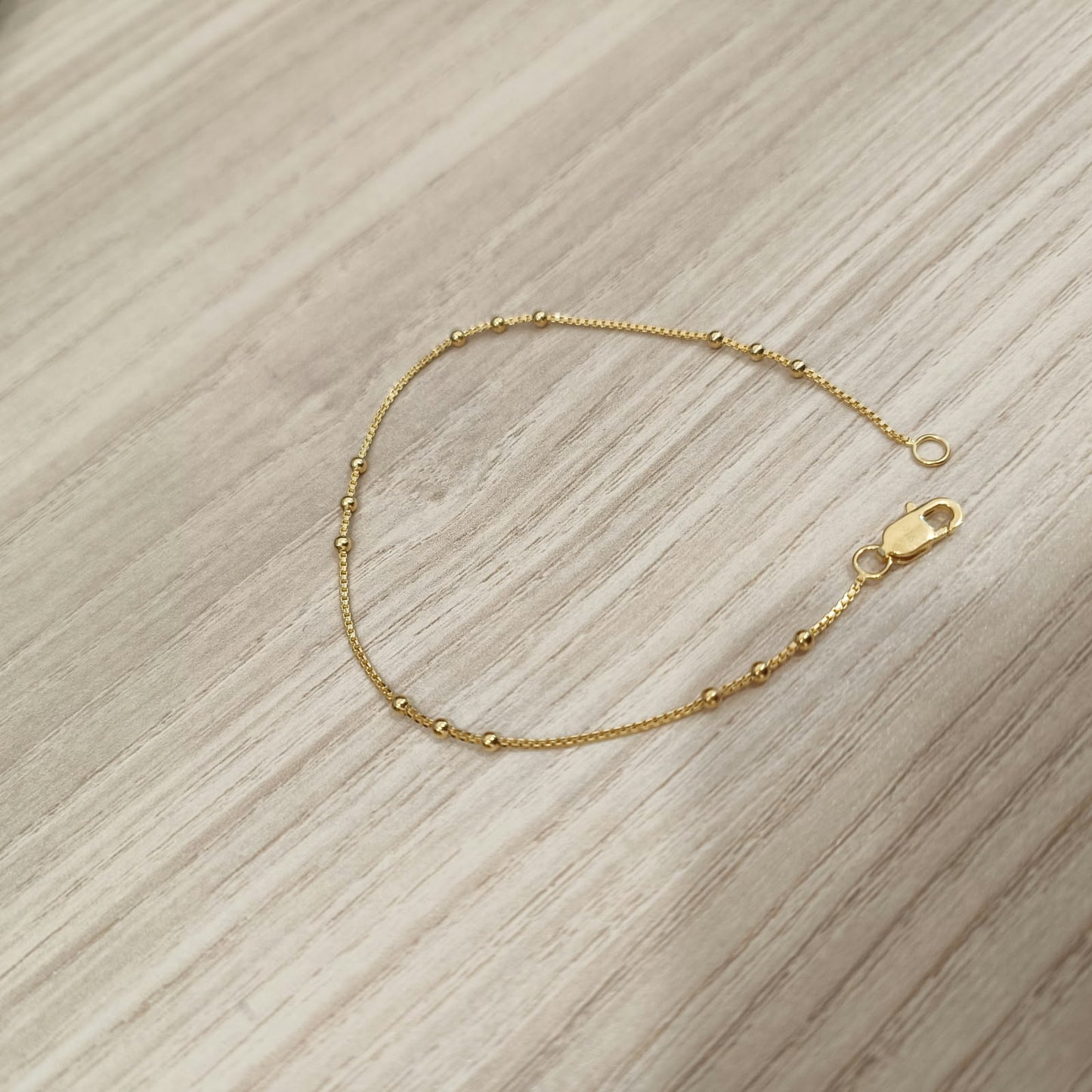 916 Gold Fancy Bead Station Bracelet – 17.5cm