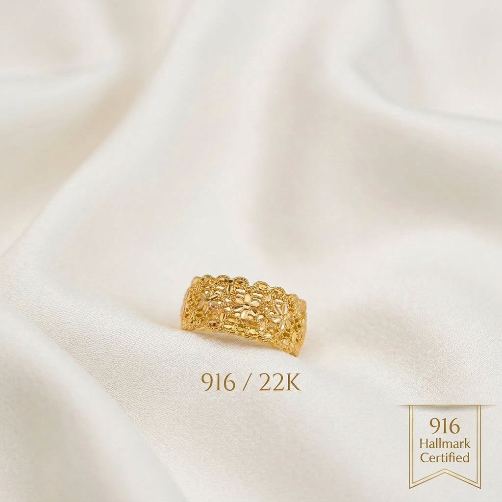 916 Gold Serenity Petal Ring | Elegant 22K Floral Design