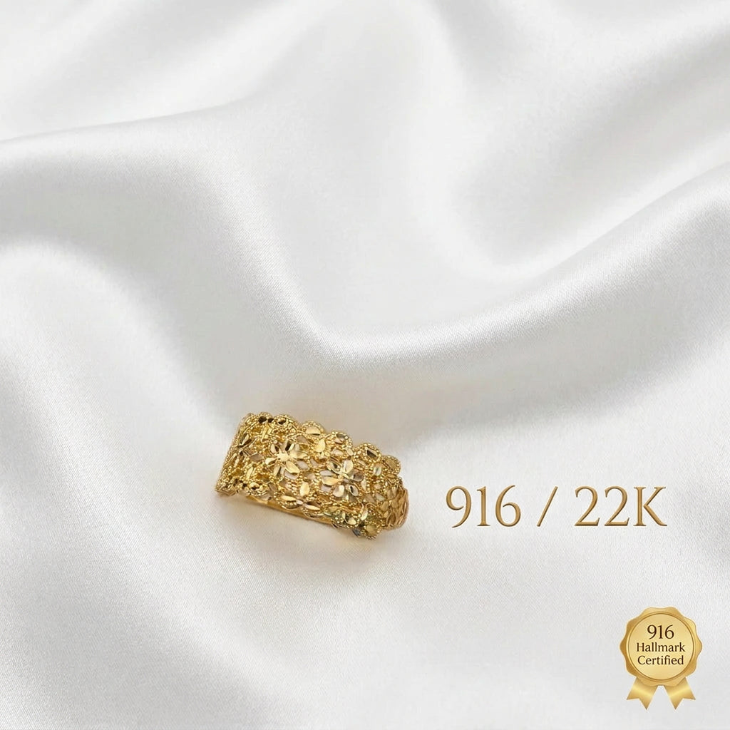 916 Gold Serenity Petal Ring | Elegant 22K Floral Design
