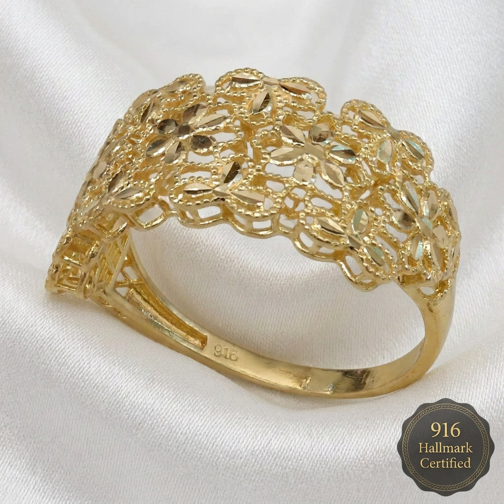 916 Gold Serenity Petal Ring | Elegant 22K Floral Design