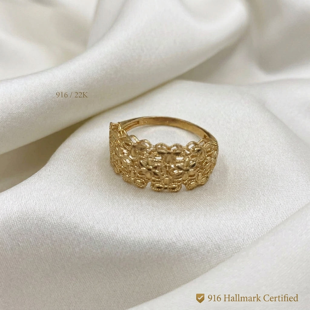 916 Gold Serenity Petal Ring | Elegant 22K Floral Design