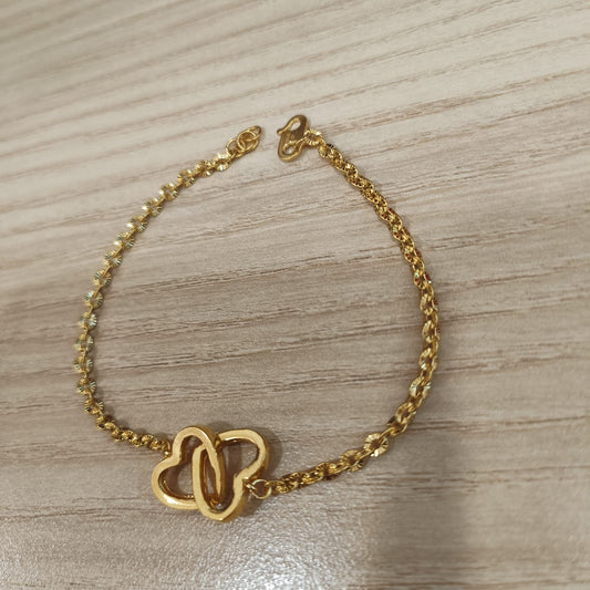 916 Gold Sunflower Double Heart Bracelet | Adjustable 22K Gold