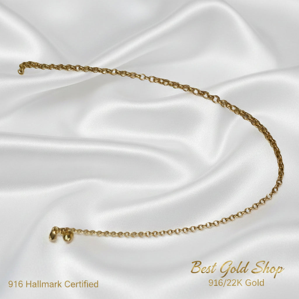 916 Gold Round Link Bell Anklet | Classic 22K Gold