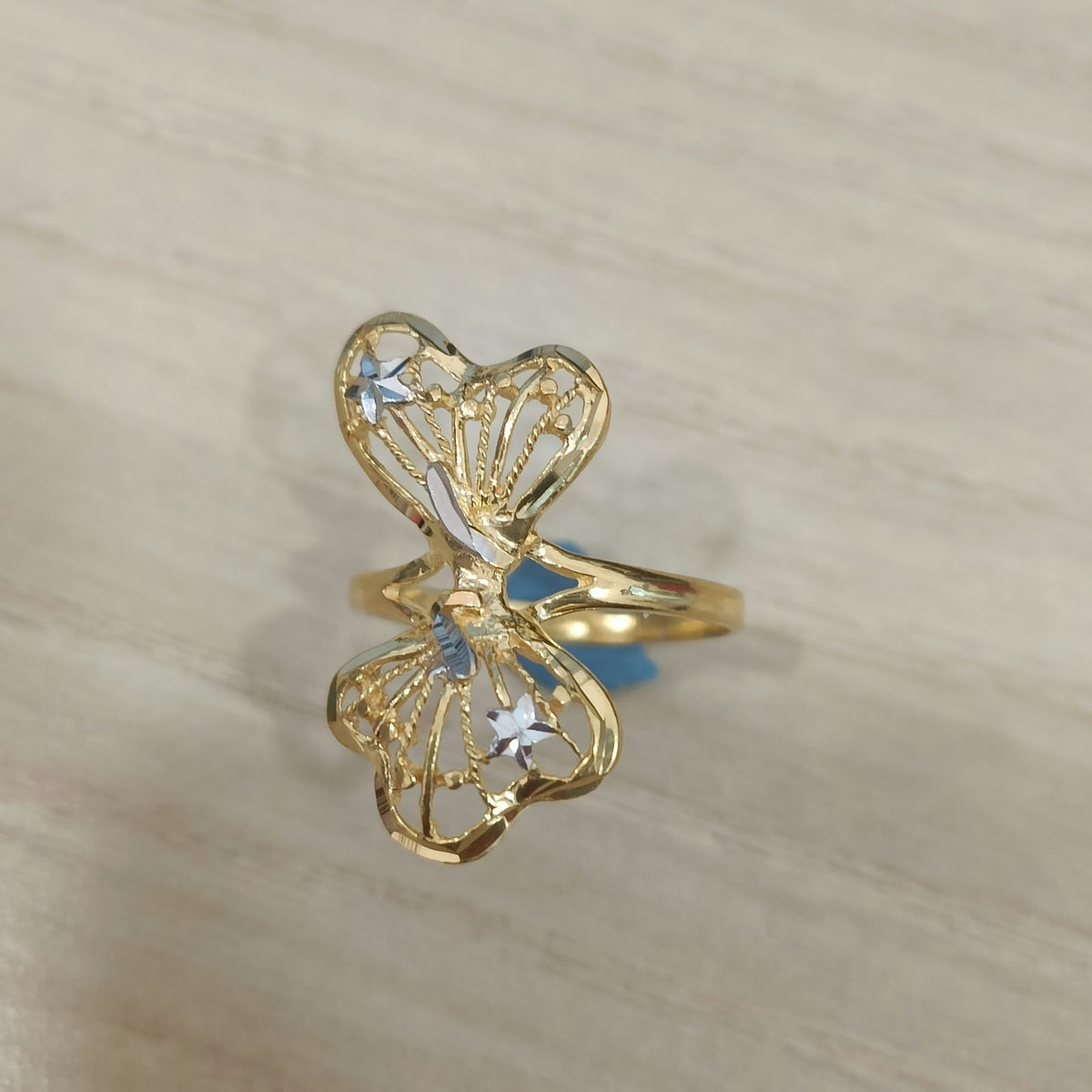 916 Gold Two-Tone Butterfly Ring | Elegant 22K Gold Design