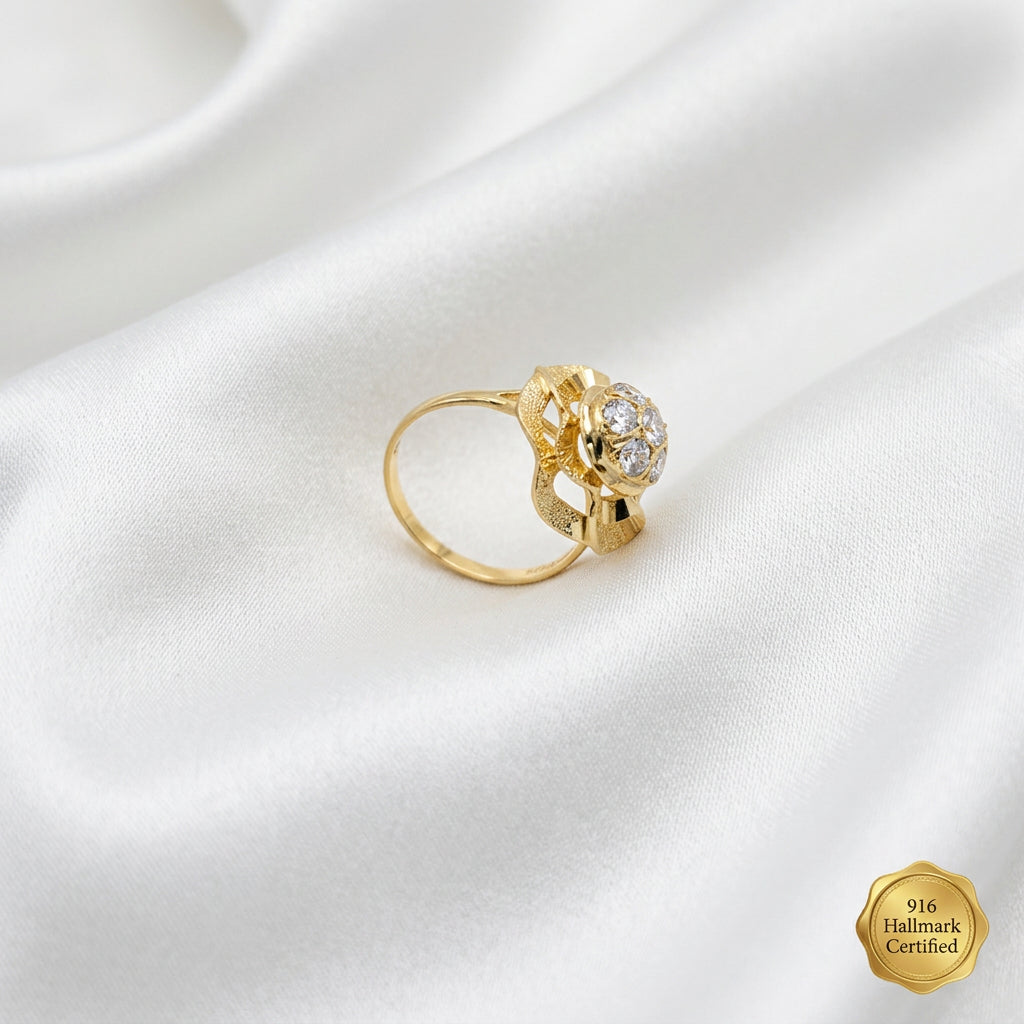 916 Gold Two-Tone Lotus Ring | Elegant 22K Gold Design