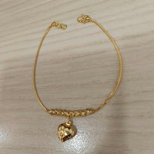 916 Gold Flat Bead Bracelet | Adjustable 22K Gold Design
