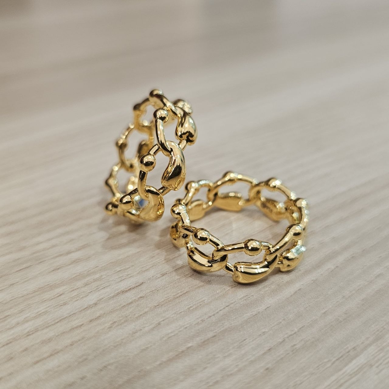 916 Gold Fancy Curb Ring New Design Stylish