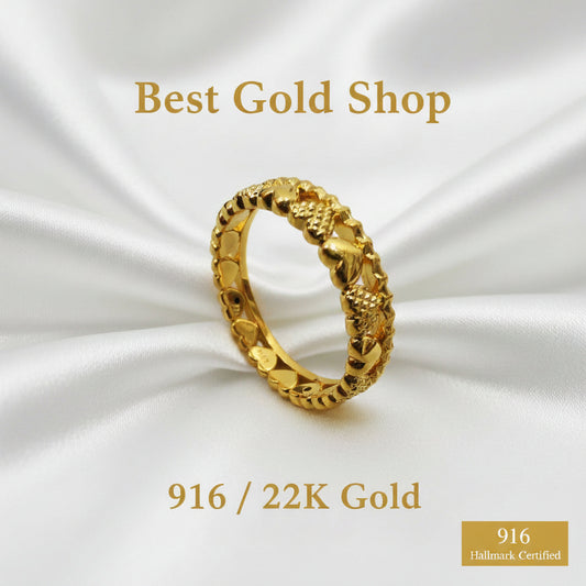 916 Gold Love Crown Ring New Design Feather Light