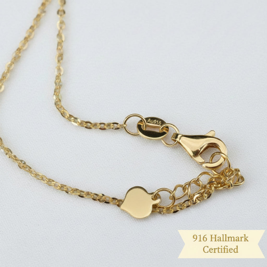 916 gold fancy motif chain shown from the clasp end