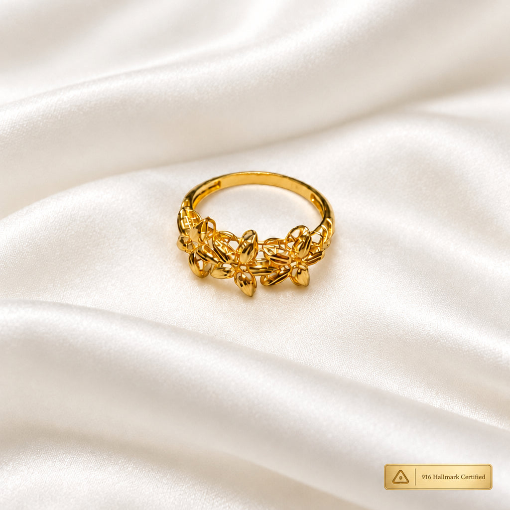 916 Gold Flower Ring | Elegant 22K Gold Design