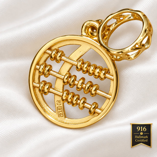 916 Gold Round Abacus Pendant | Classic 22K Gold Design