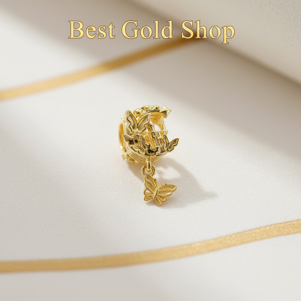 22k / 916 Gold Graceful  Moon Design Charm Version 2