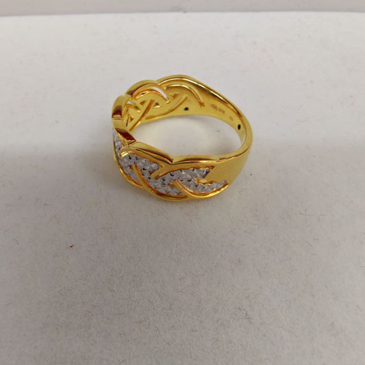 916 Gold Braided Ring | Light Weight | Textured Design 2 TONE