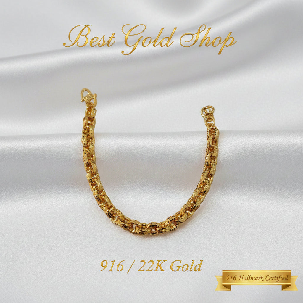 916 Gold Bracelet Diamond-Cutting Anchor Design