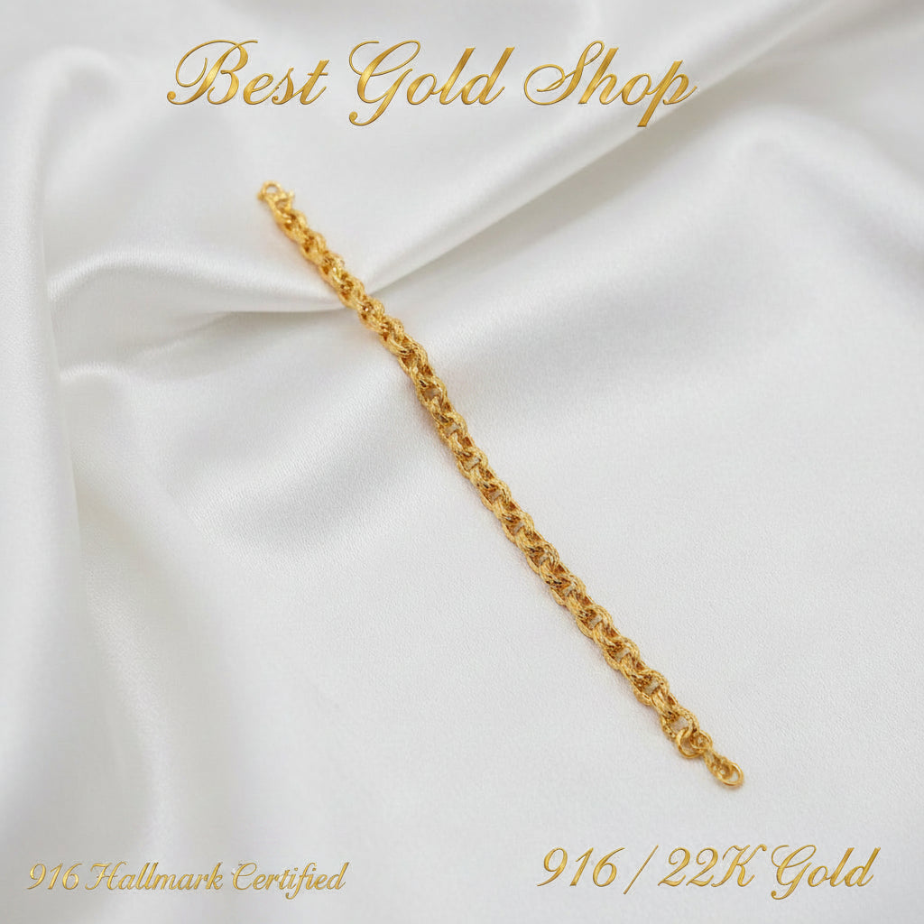 916 Gold Bracelet Diamond-Cutting Anchor Design