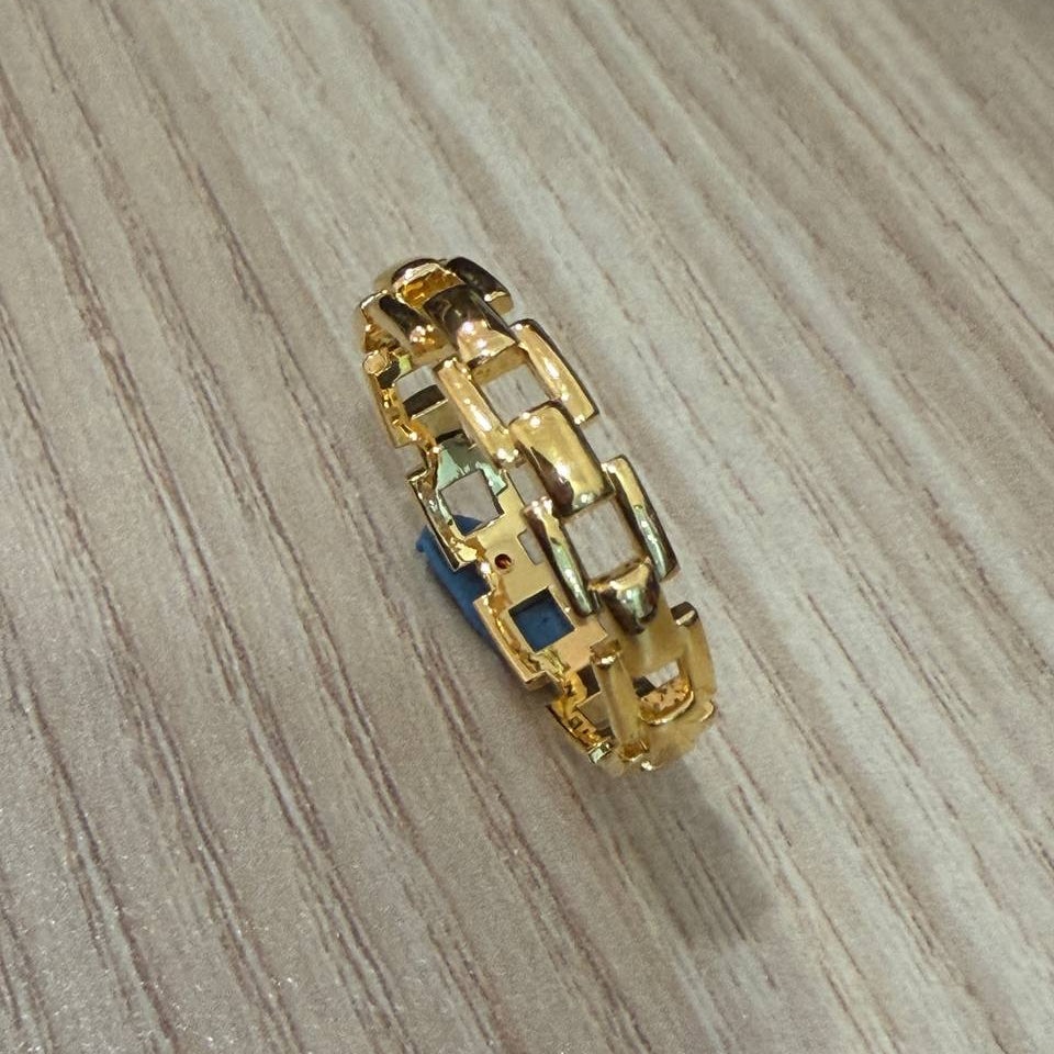 916 Gold Lightweight Chain Link Ring | Feather-Light 22K Gold