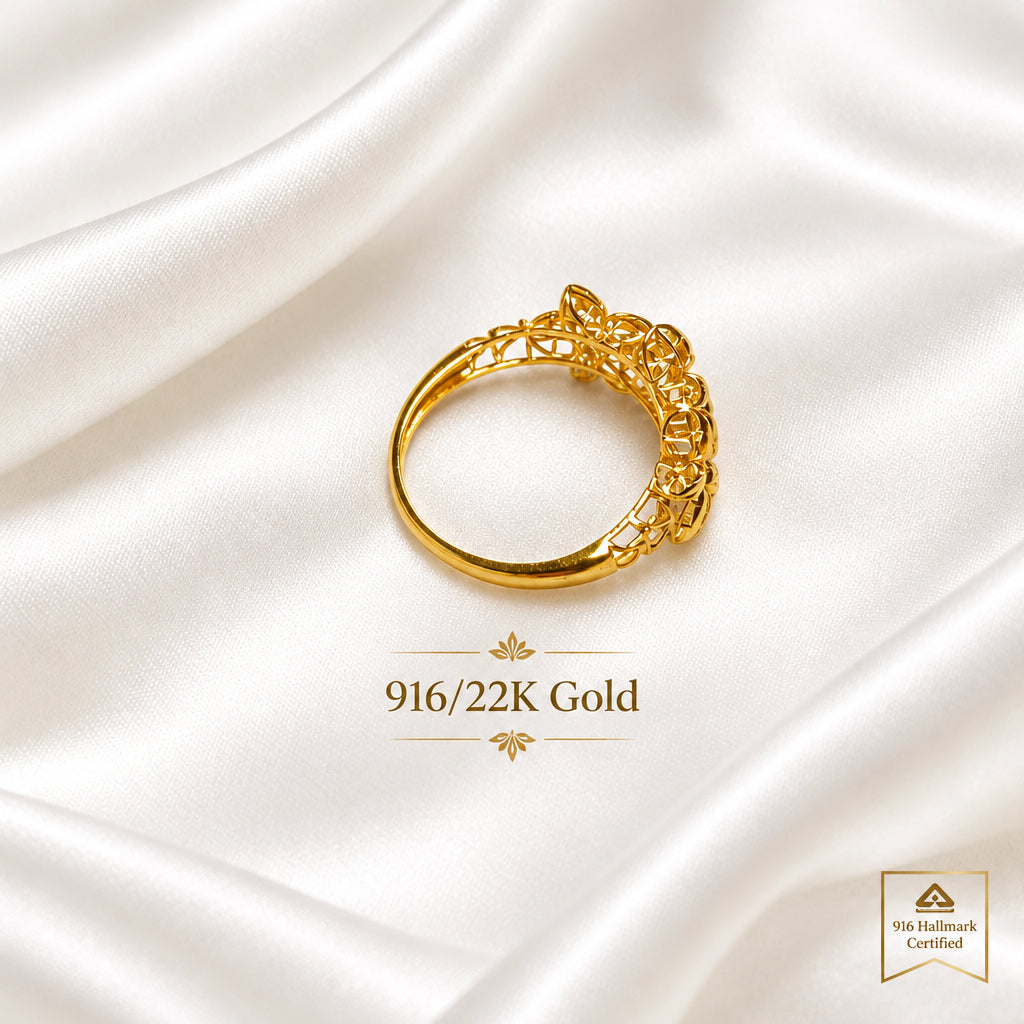 916 Gold Flower Ring | Elegant 22K Gold Design