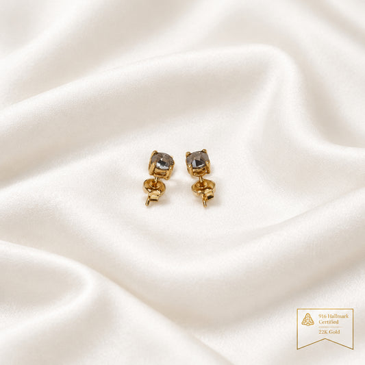 916 Gold Diamond-Cut Earrings | Elegant 22K Gold Design