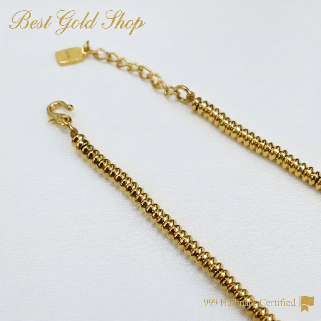 999 Gold Bracelet with coin Design Ping An Xi Le