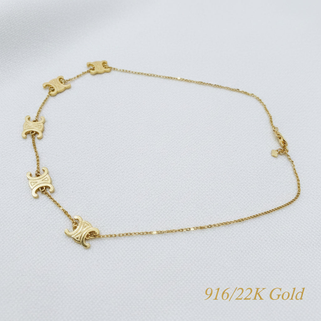 Full-length adjustable 916 gold fancy motif chain