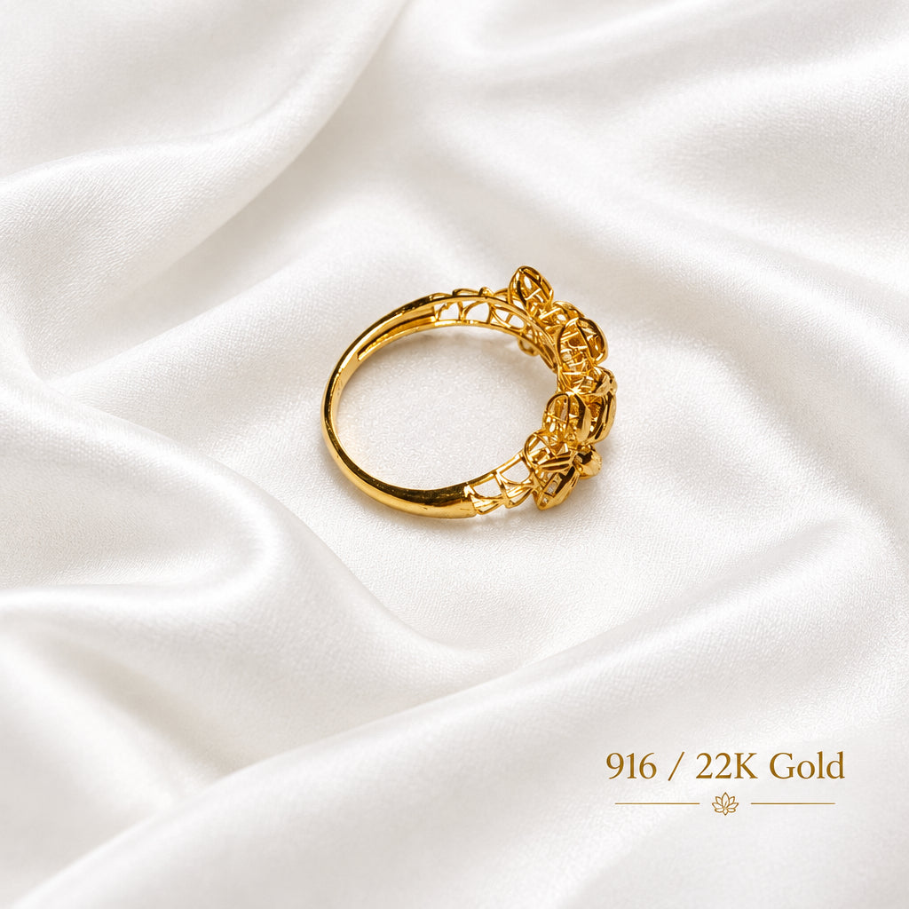916 Gold Flower Ring | Elegant 22K Gold Design