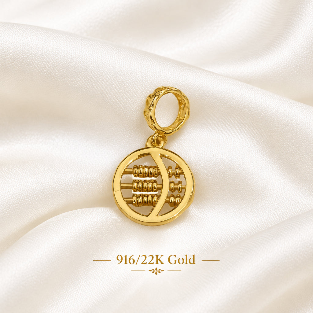916 Gold Round Abacus Pendant | Classic 22K Gold Design