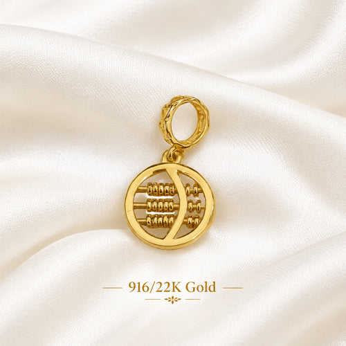 916 Gold Round Abacus Pendant | Classic 22K Gold Design