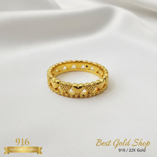 916 Gold Love Crown Ring New Design Feather Light