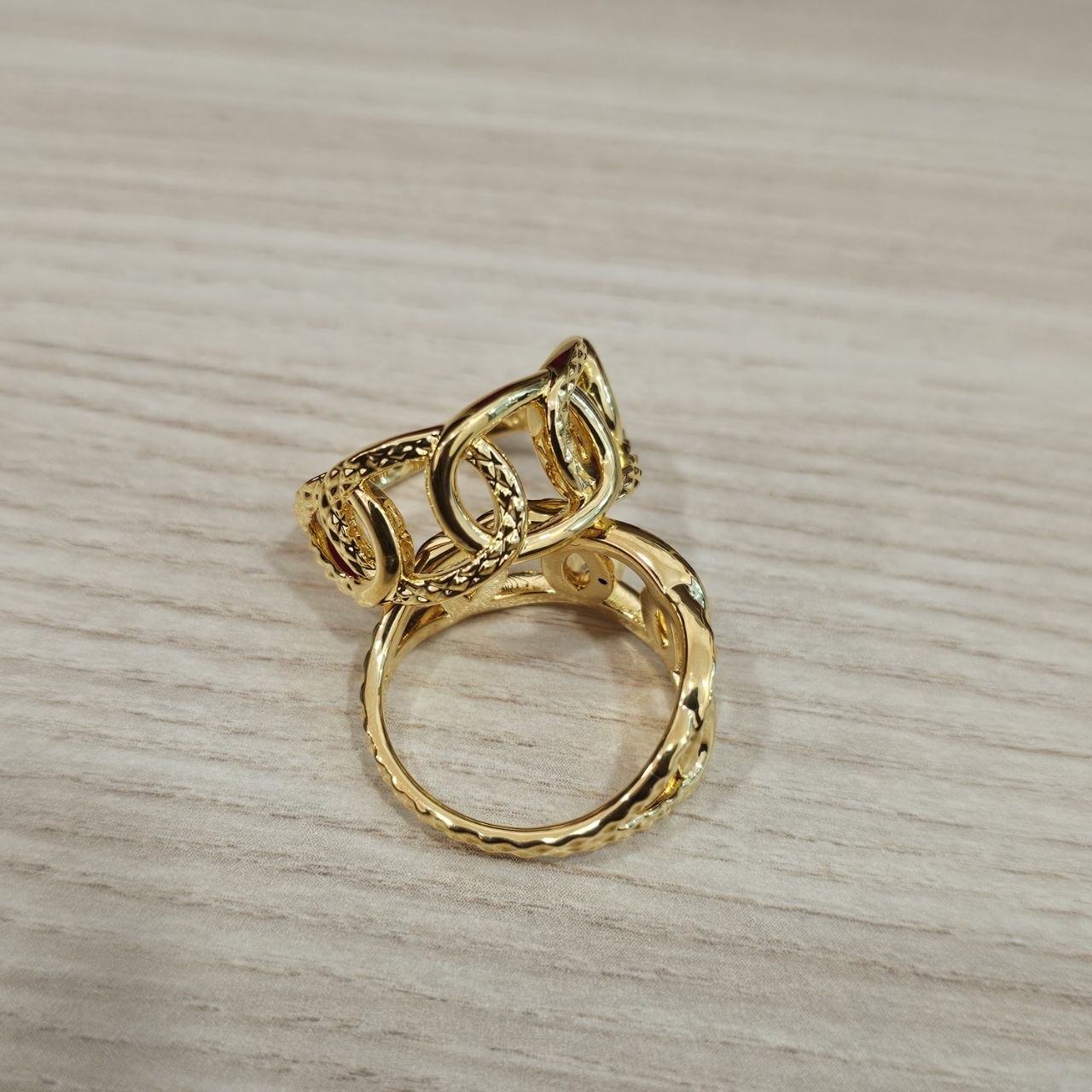 916 Gold Interlock Design Ring Latest Design and Feather Light