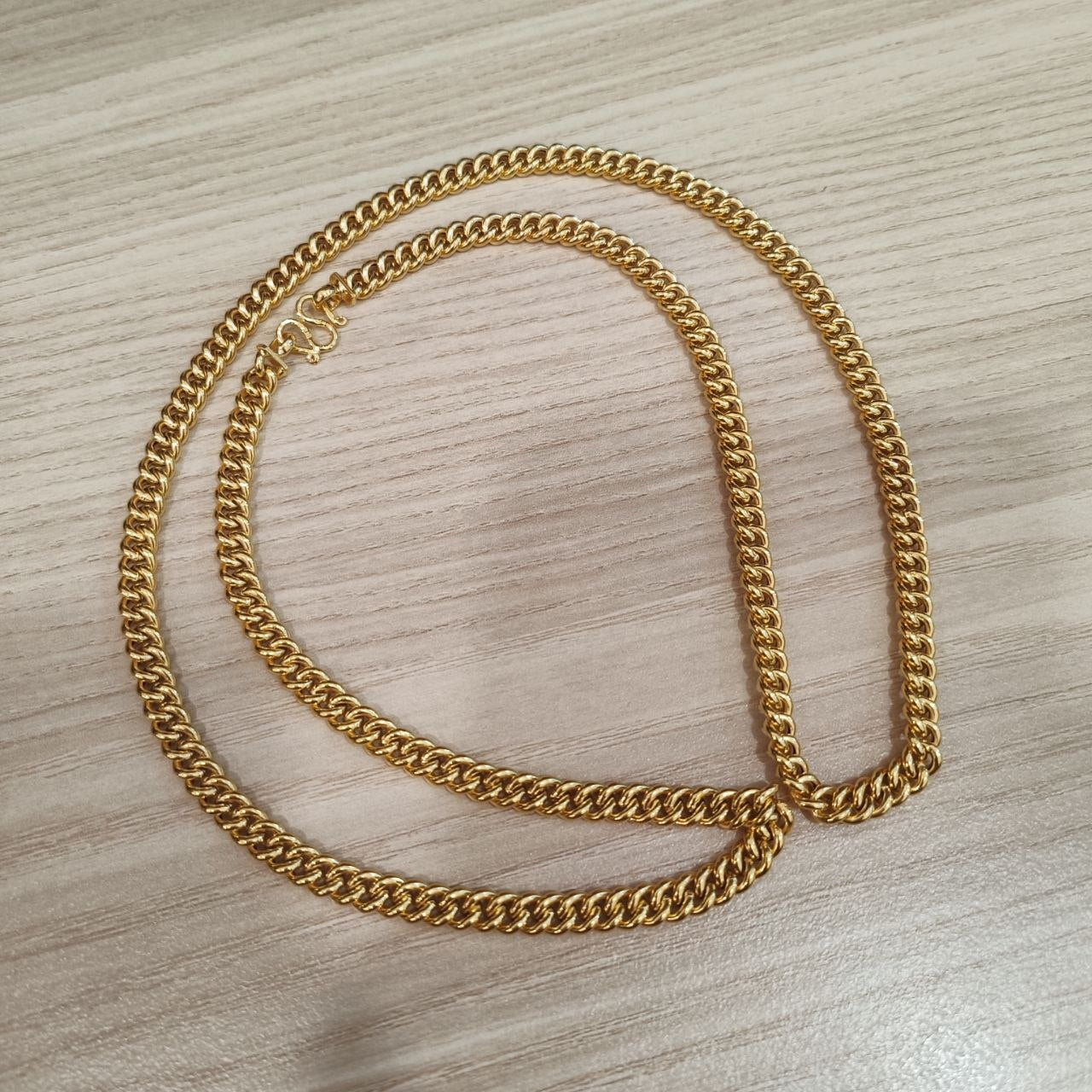 916 Gold Lightweight Hollow Fish bone Chain | 22K Gold