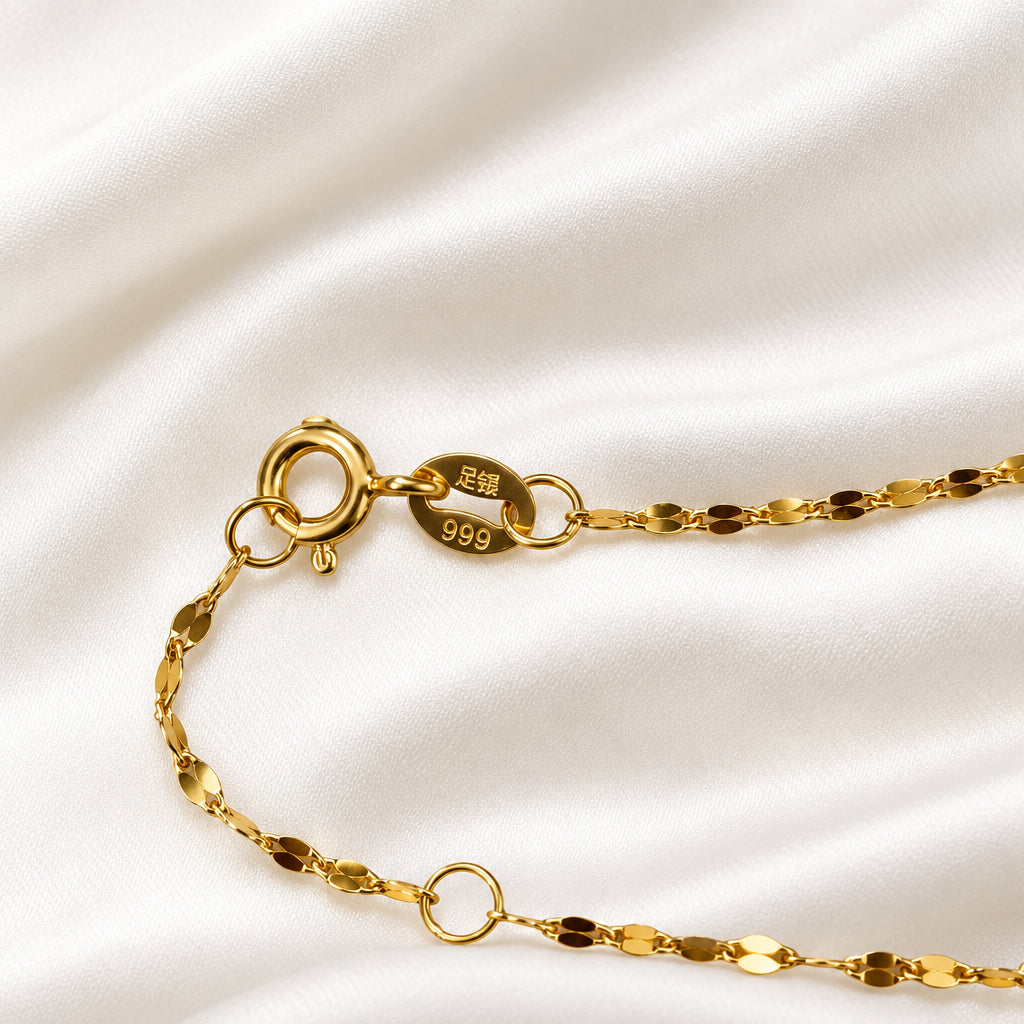 999 Silver Gold Plated Adjustable Necklace