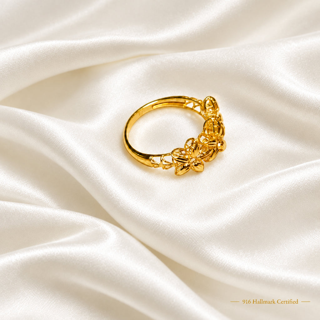 916 Gold Flower Ring | Elegant 22K Gold Design