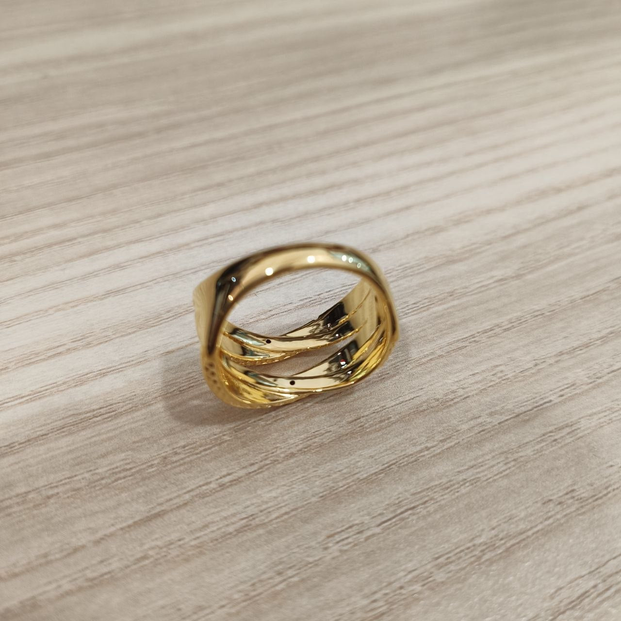 916 Gold Double Cross Wide Ring | Lightweight 22K Crisscross Design