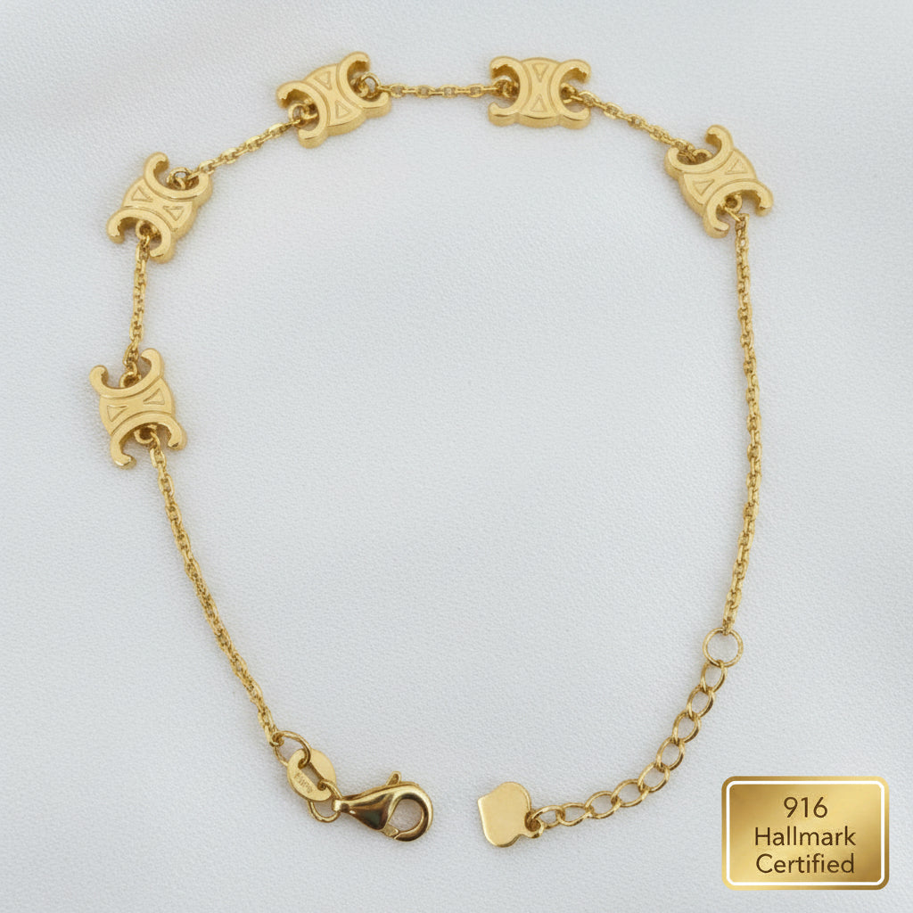 916 gold adjustable fancy motif bracelet alternate view