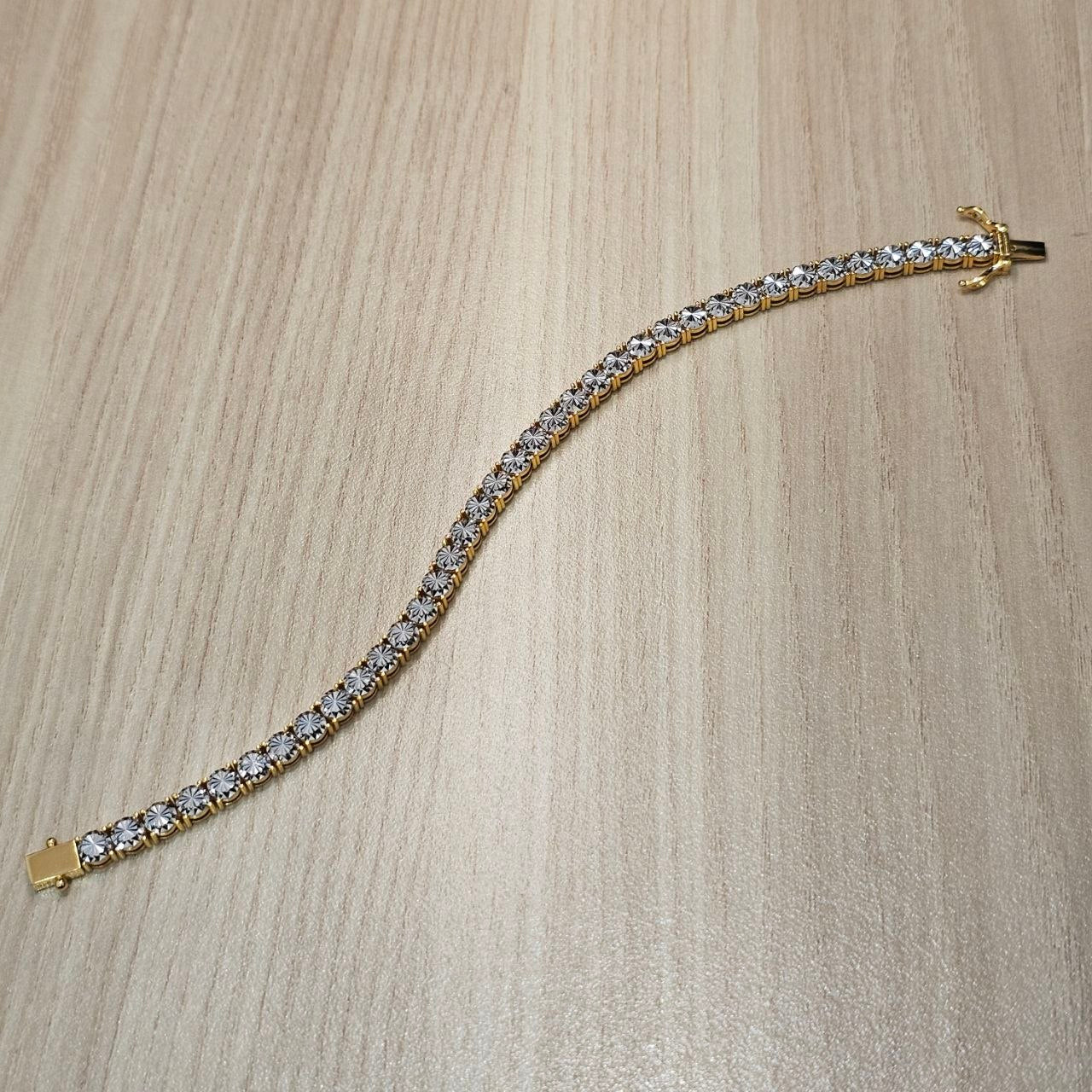 916 Full Gold Diamond Cutting Design 2 Tone Bracelet