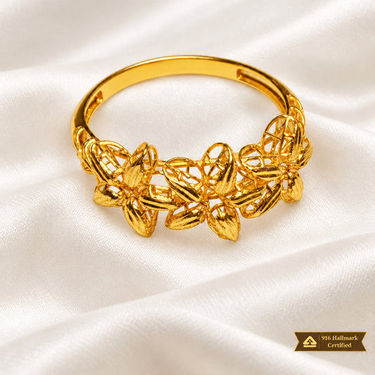 916 Gold Flower Ring | Elegant 22K Gold Design