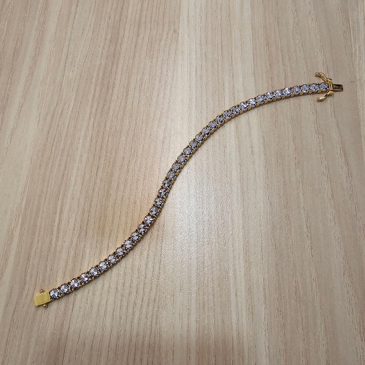 916 Full Gold Diamond Cutting Design 2 Tone Bracelet