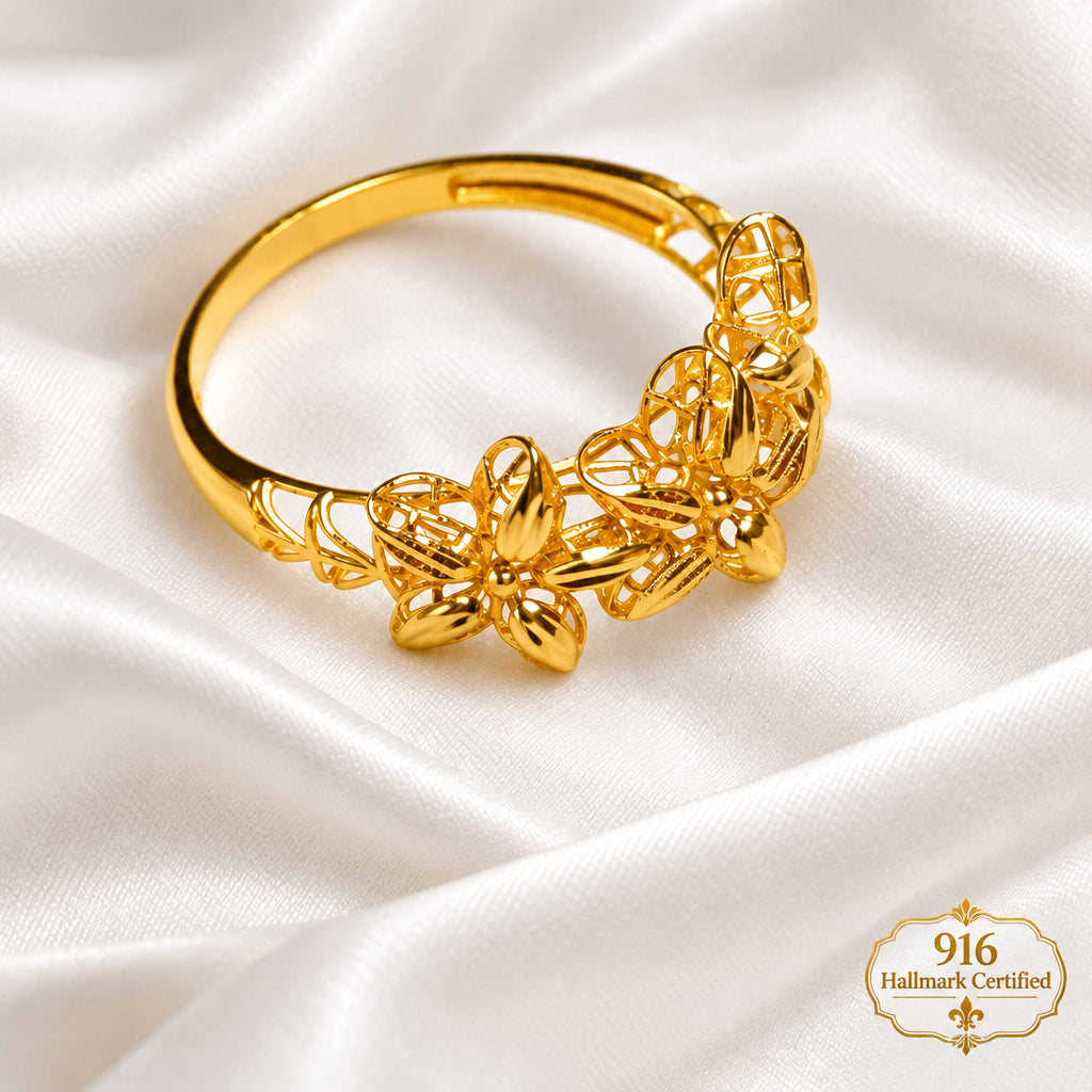 916 Gold Flower Ring | Elegant 22K Gold Design