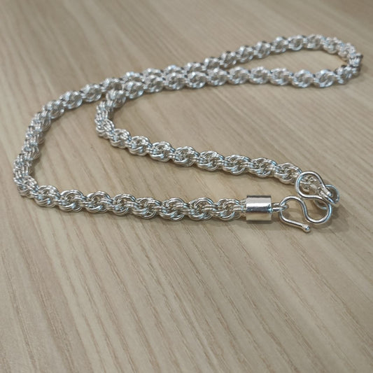 990 Silver Rope Ring Chain Necklace | Classic Design