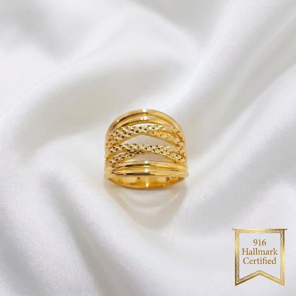 916 Gold Crisscross Ring V2 | Elegant 22K Gold Design
