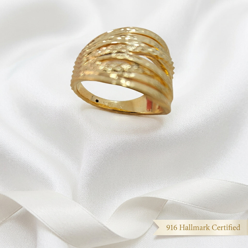 916 Gold Crisscross Ring | Elegant 22K Gold Design