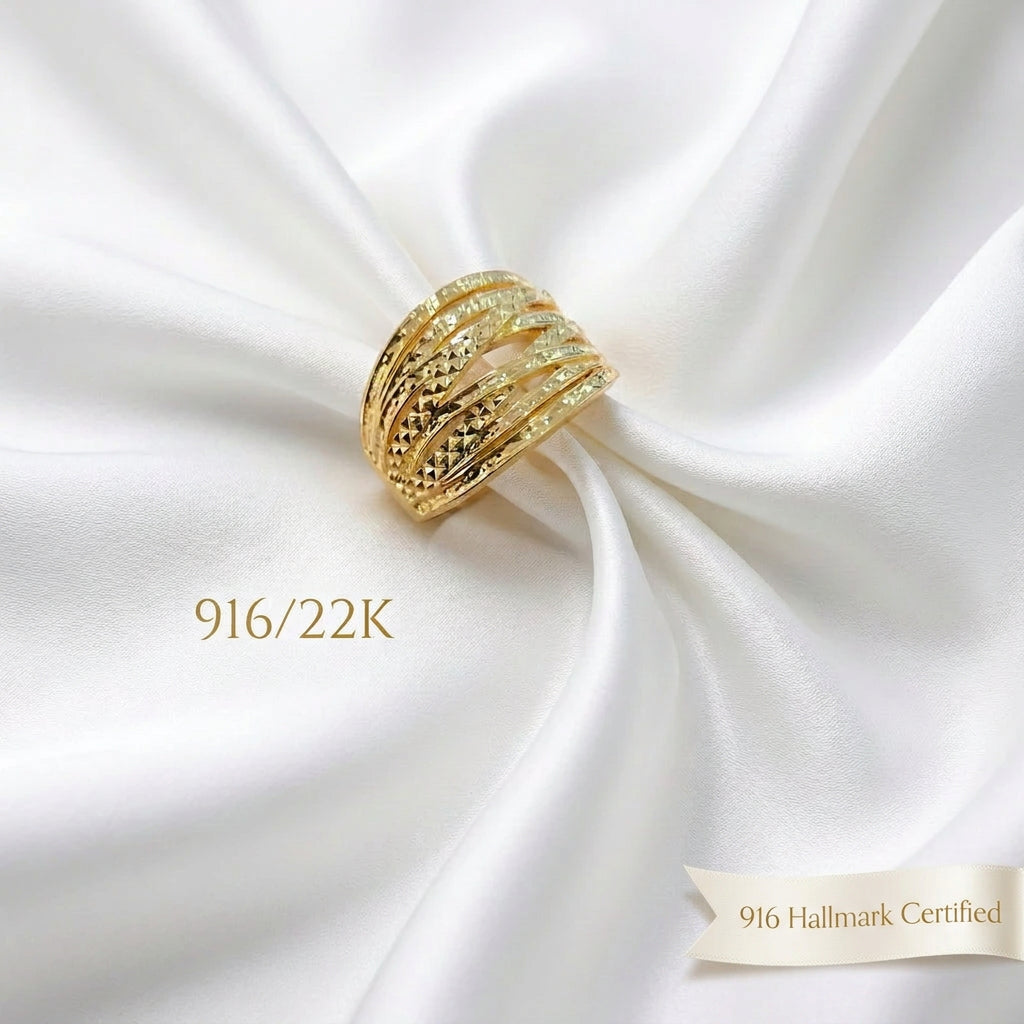 916 Gold Crisscross Ring | Elegant 22K Gold Design