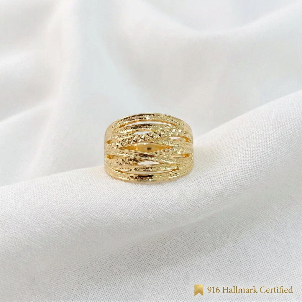 916 Gold Crisscross Ring | Elegant 22K Gold Design