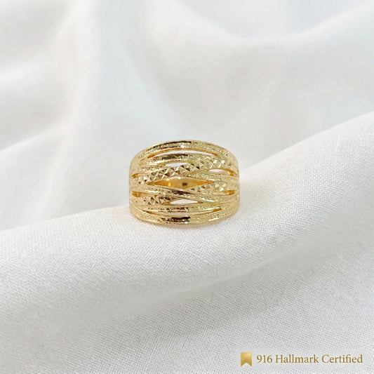 916 Gold Crisscross Ring | Elegant 22K Gold Design