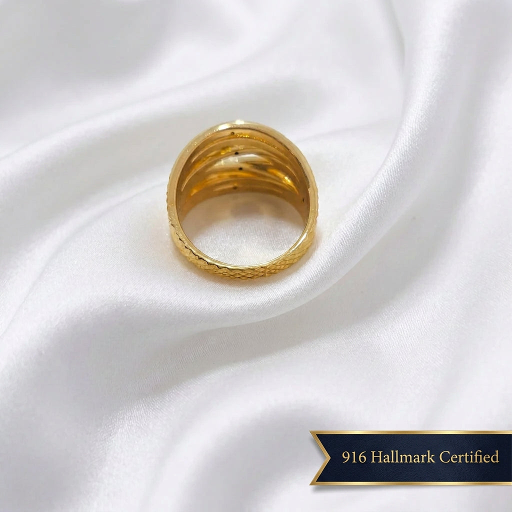 916 Gold Crisscross Ring | Elegant 22K Gold Design
