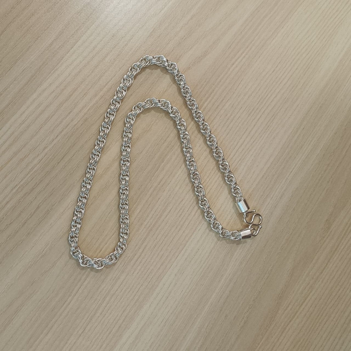 990 Silver Rope Ring Chain Necklace | Classic Design