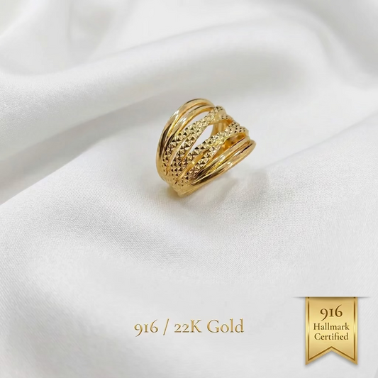 916 Gold Crisscross Ring V2 | Elegant 22K Gold Design