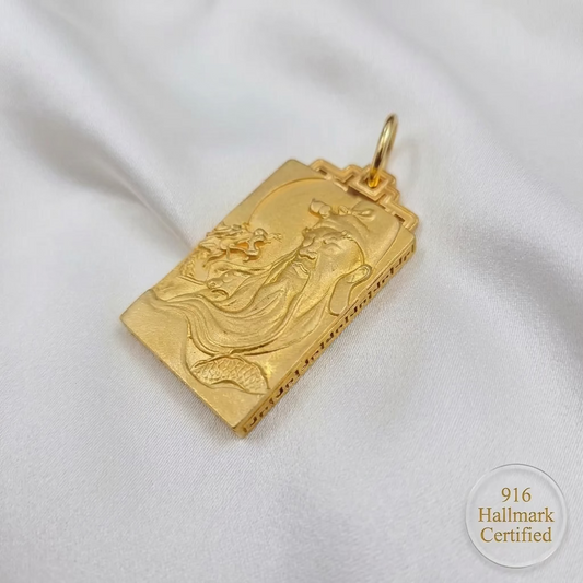 916 Gold Guan Yu Pendant | Classic 22K Gold Design