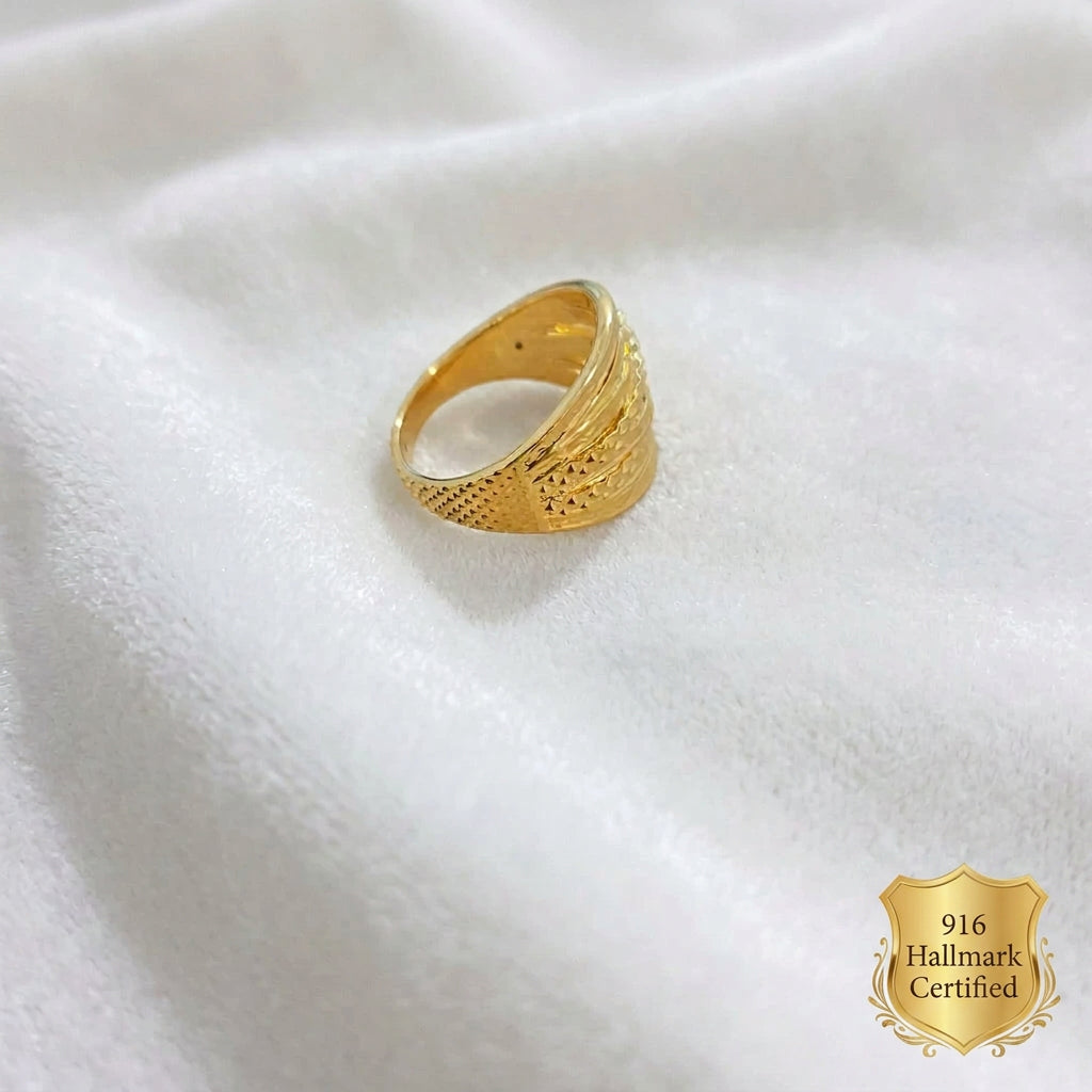 916 Gold Crisscross Ring | Elegant 22K Gold Design